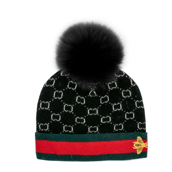 MITCHIE'S MATCHINGS Accessories - Peter Glenn Chain Bee Hat with Real Fur Pom (Women's)
